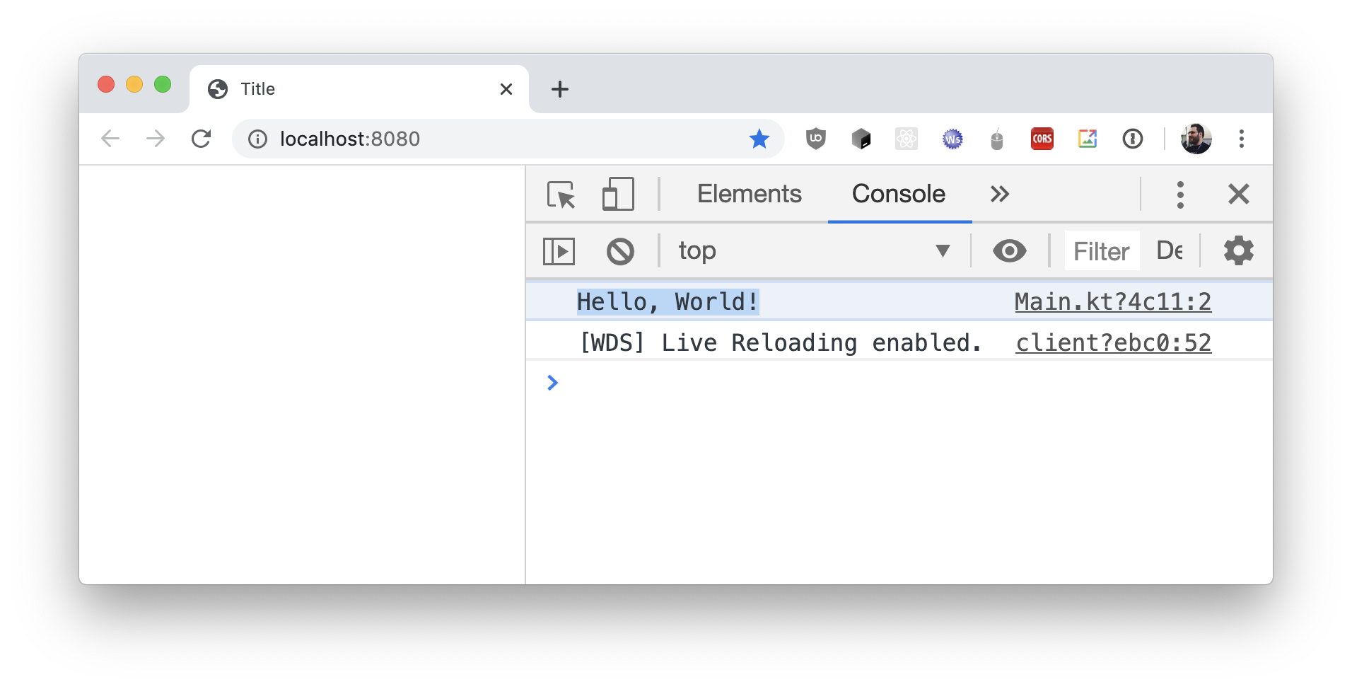 Console output in browser developer tools Console output in browser developer tools